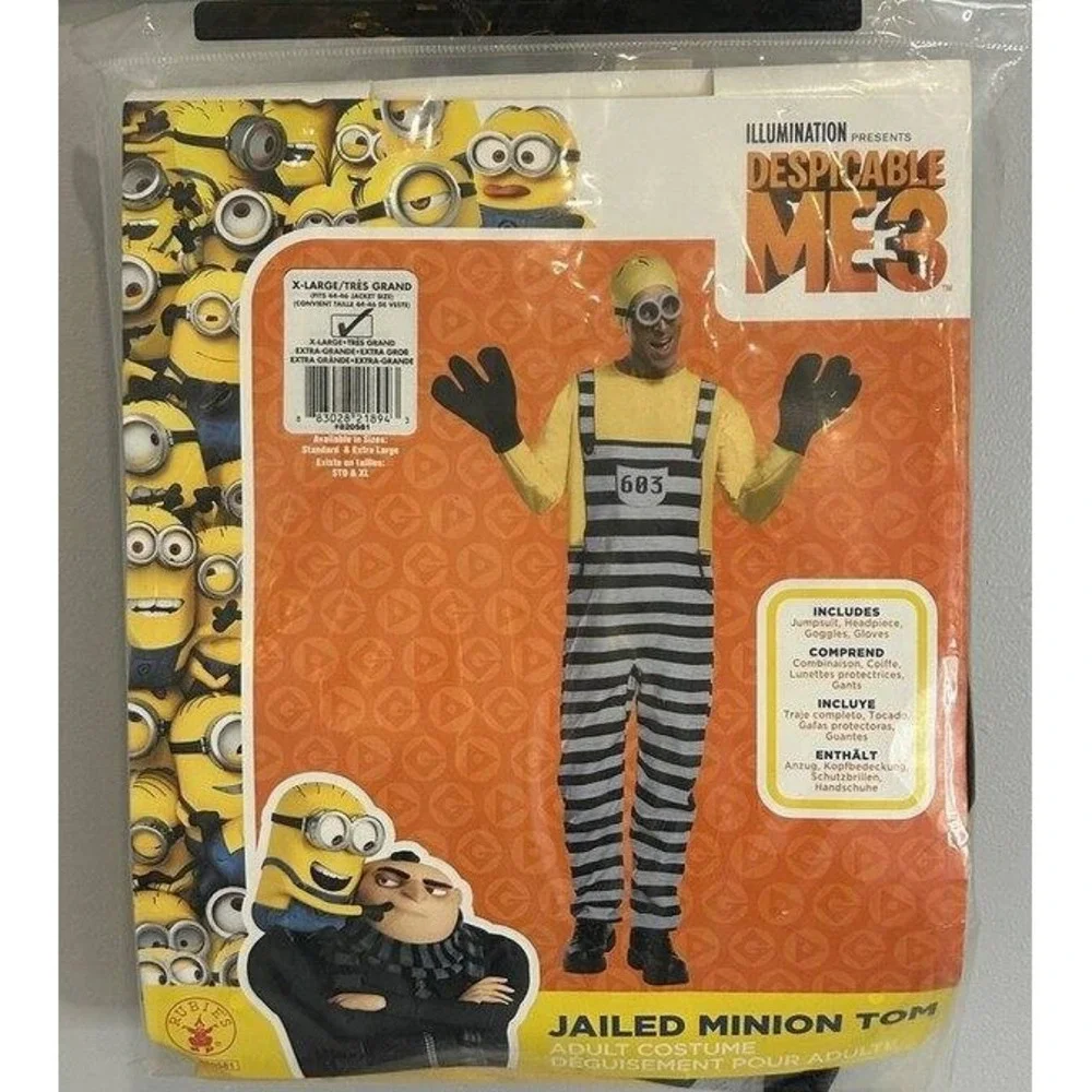 Despicable Me Jailed Minion Tom Costume Adult Size X-Large 46 48 New in Package